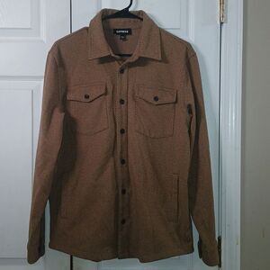 Express Men's Brown Tan button front lightweight casual jacket Sz S NWOT